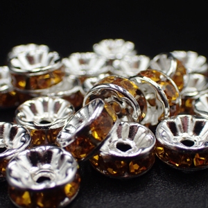 6mm Rhinestone Rondelle-Topaz (pkt of 20)